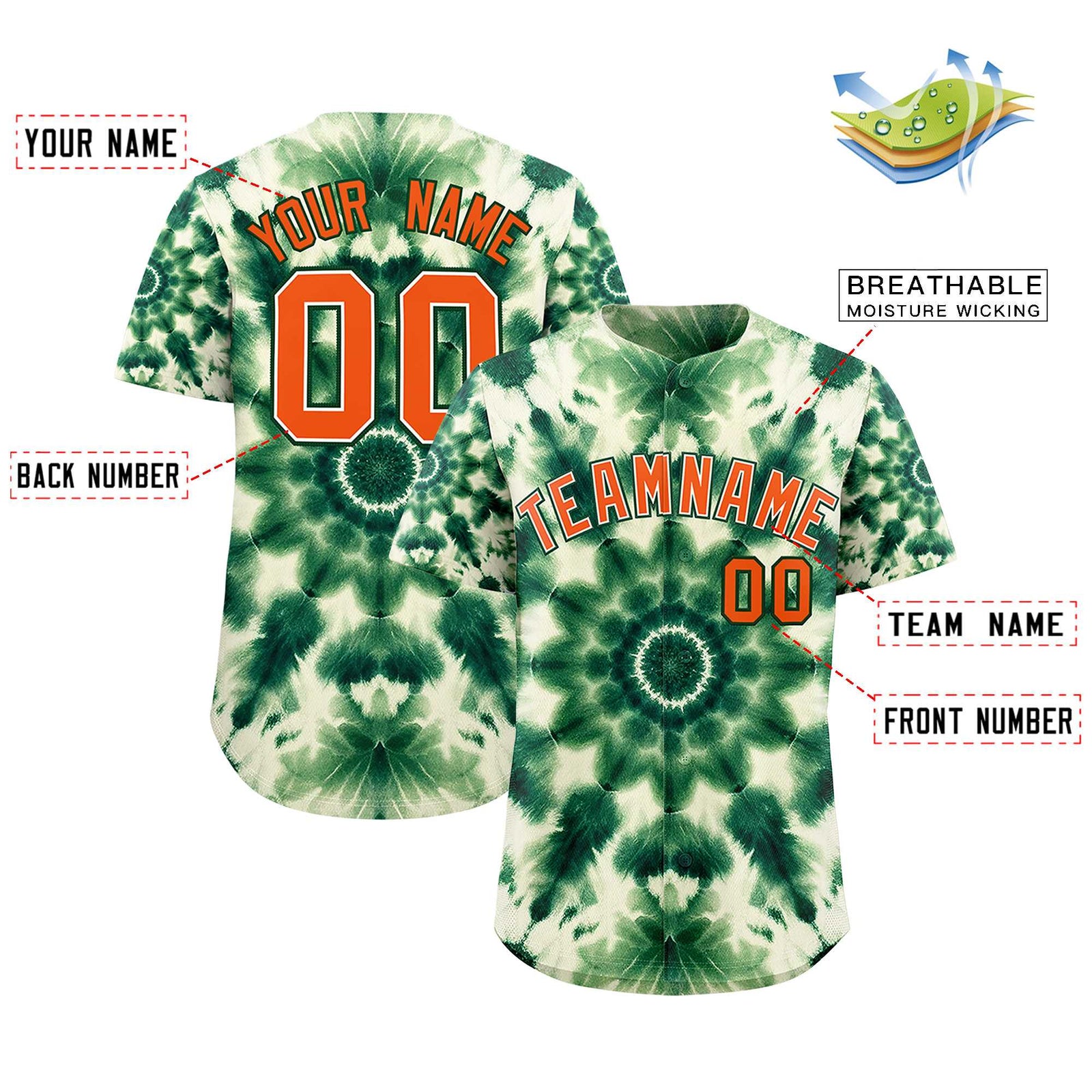 Custom Multi Color Tie-Dye Graffiti Pattern Authentic Baseball Jersey
