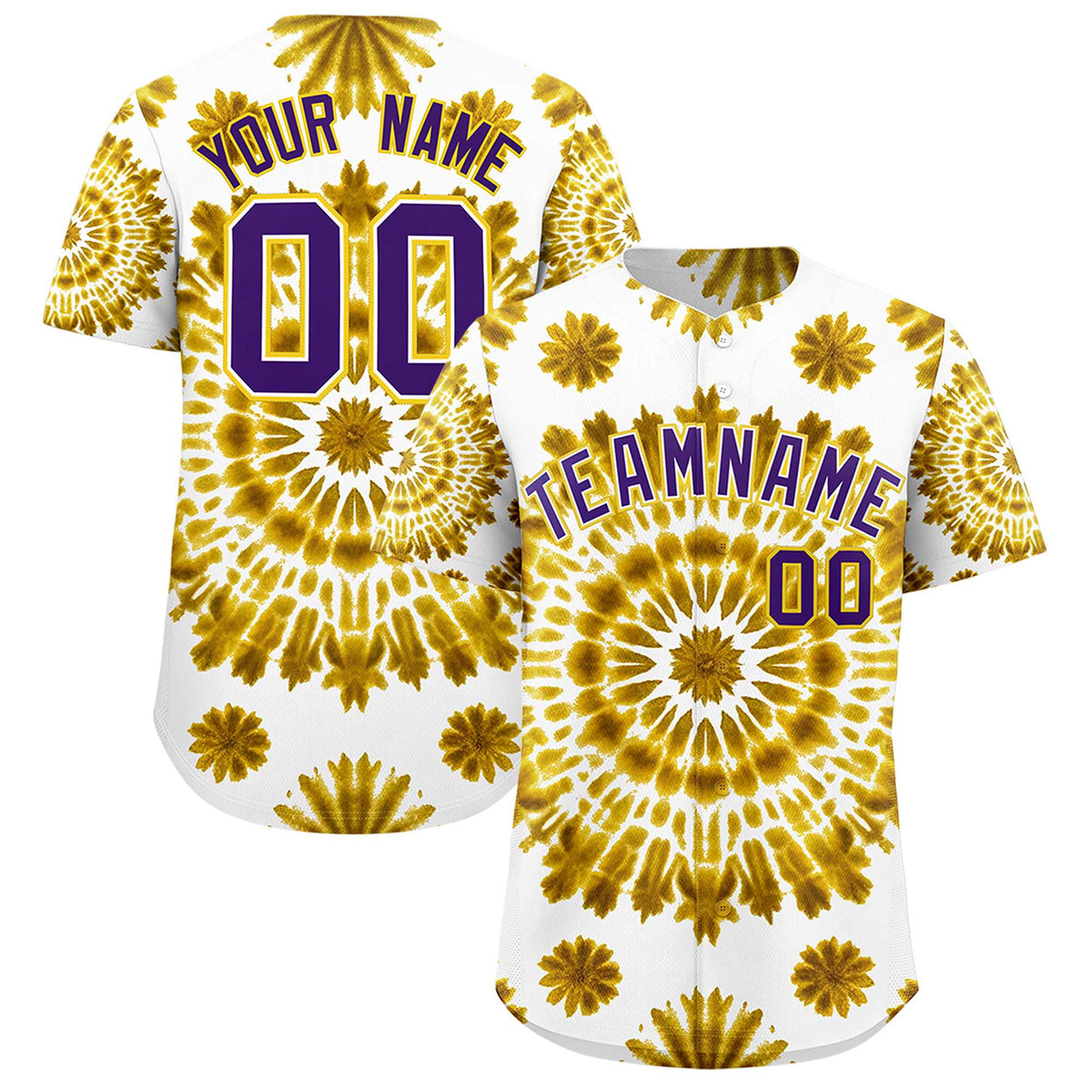 Custom Multi Color Tie-Dye Graffiti Pattern Authentic Baseball Jersey