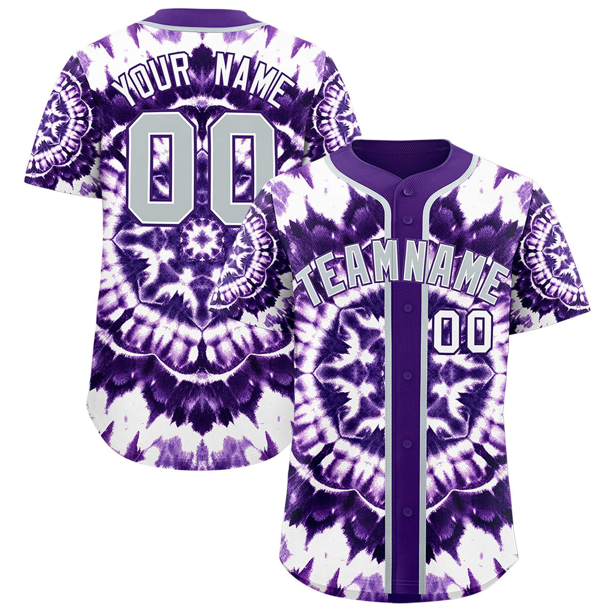 Custom Purple Tie-Dye Graffiti Pattern Authentic Baseball Jersey