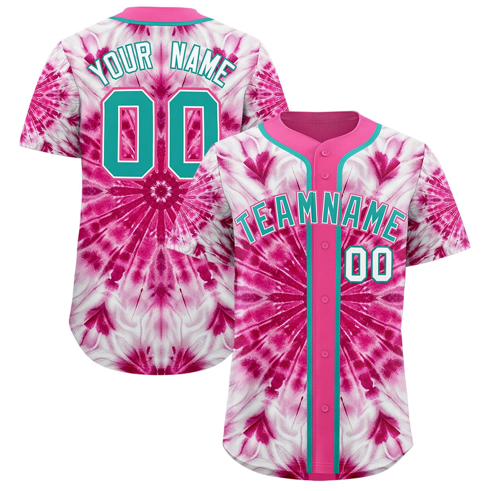 Custom Pink Tie-Dye Graffiti Pattern Authentic Baseball Jersey