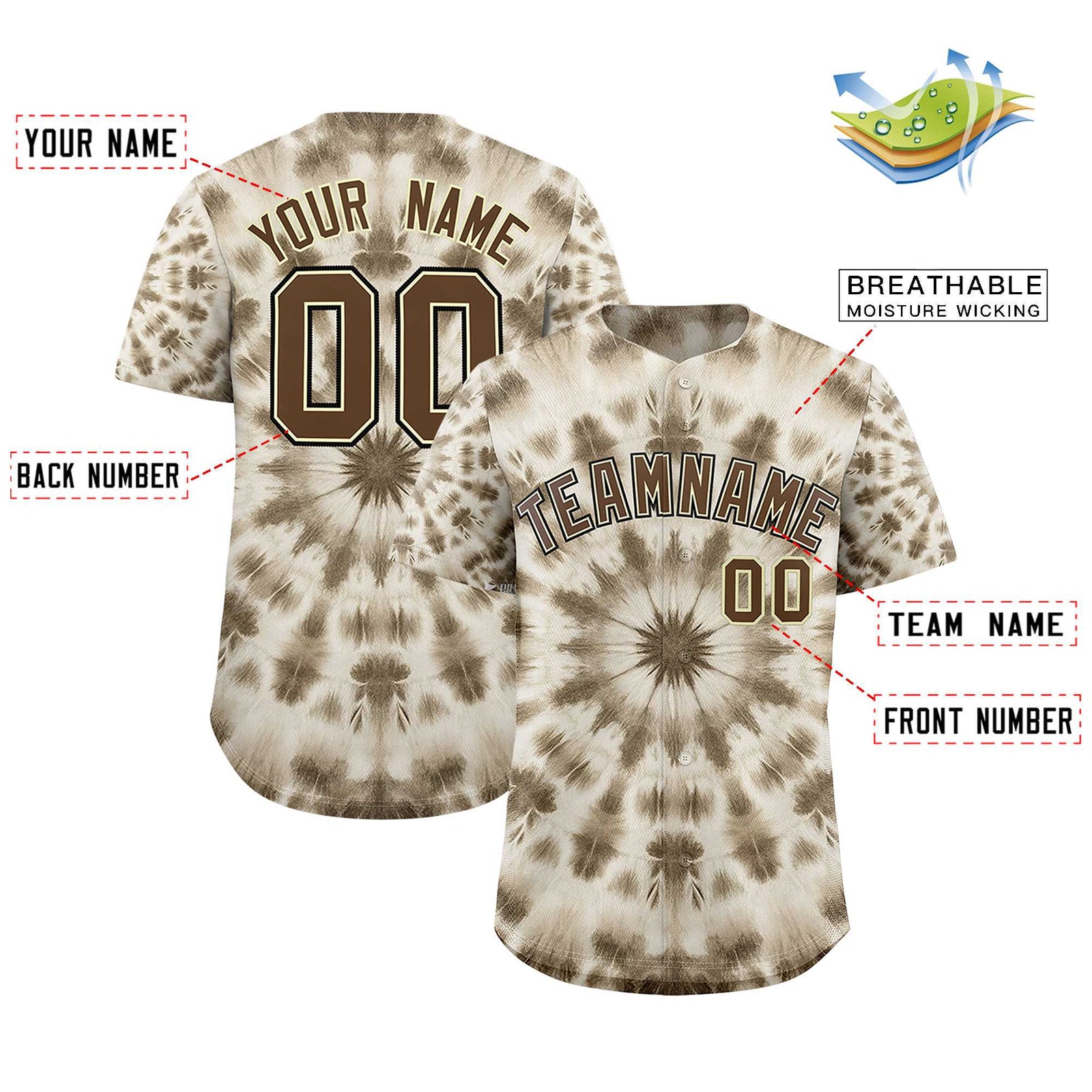 Custom Multi Color Tie-Dye Graffiti Pattern Authentic Baseball Jersey