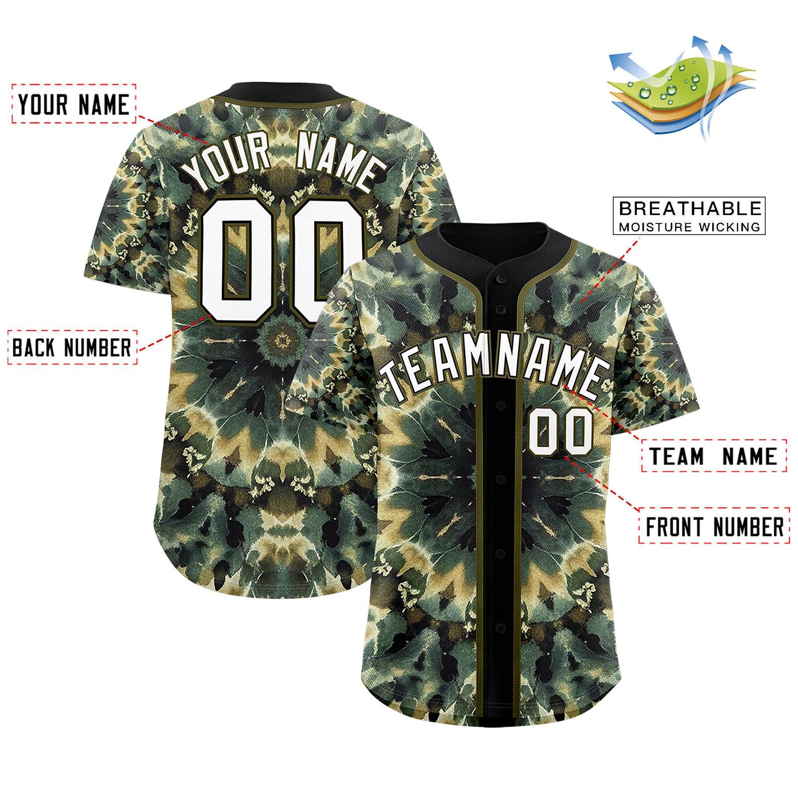 Custom Black Tie-Dye Graffiti Pattern Authentic Baseball Jersey