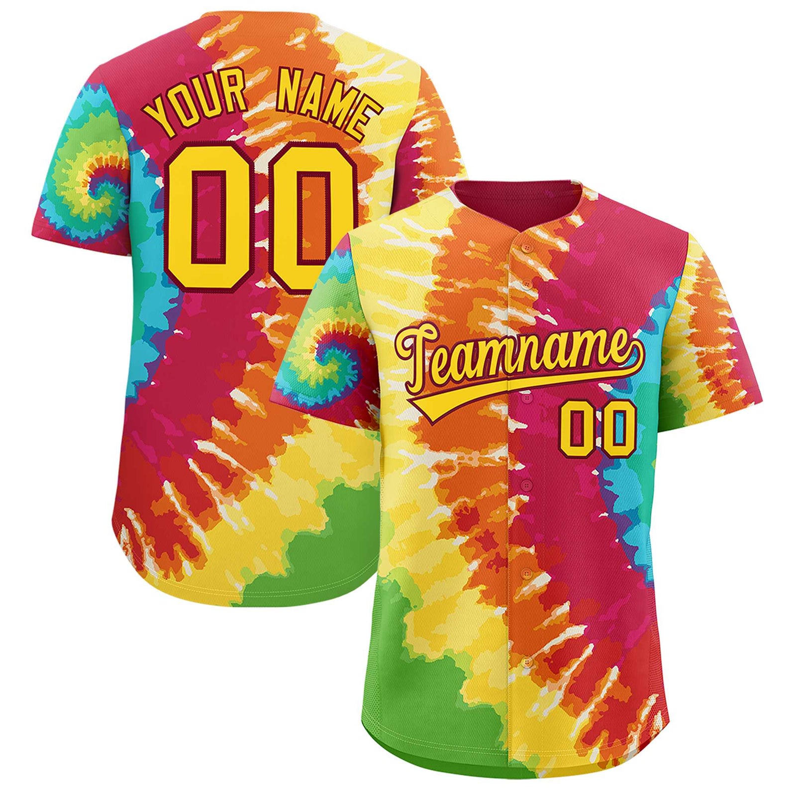 Custom Multi Color Tie-Dye Graffiti Pattern Authentic Baseball Jersey