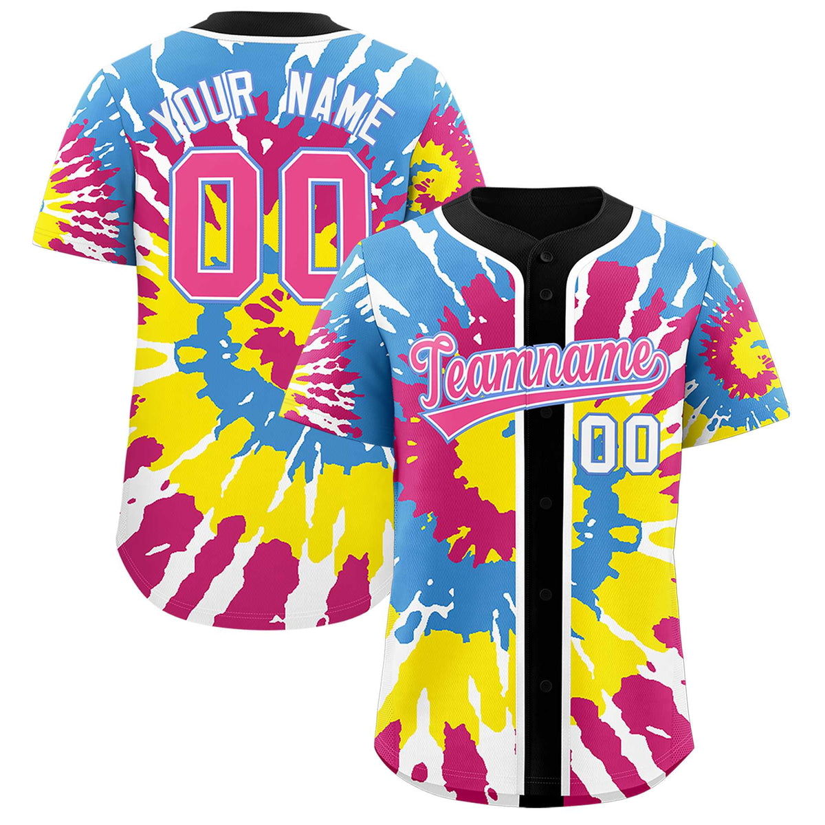Custom Black Tie-Dye Graffiti Pattern Authentic Baseball Jersey