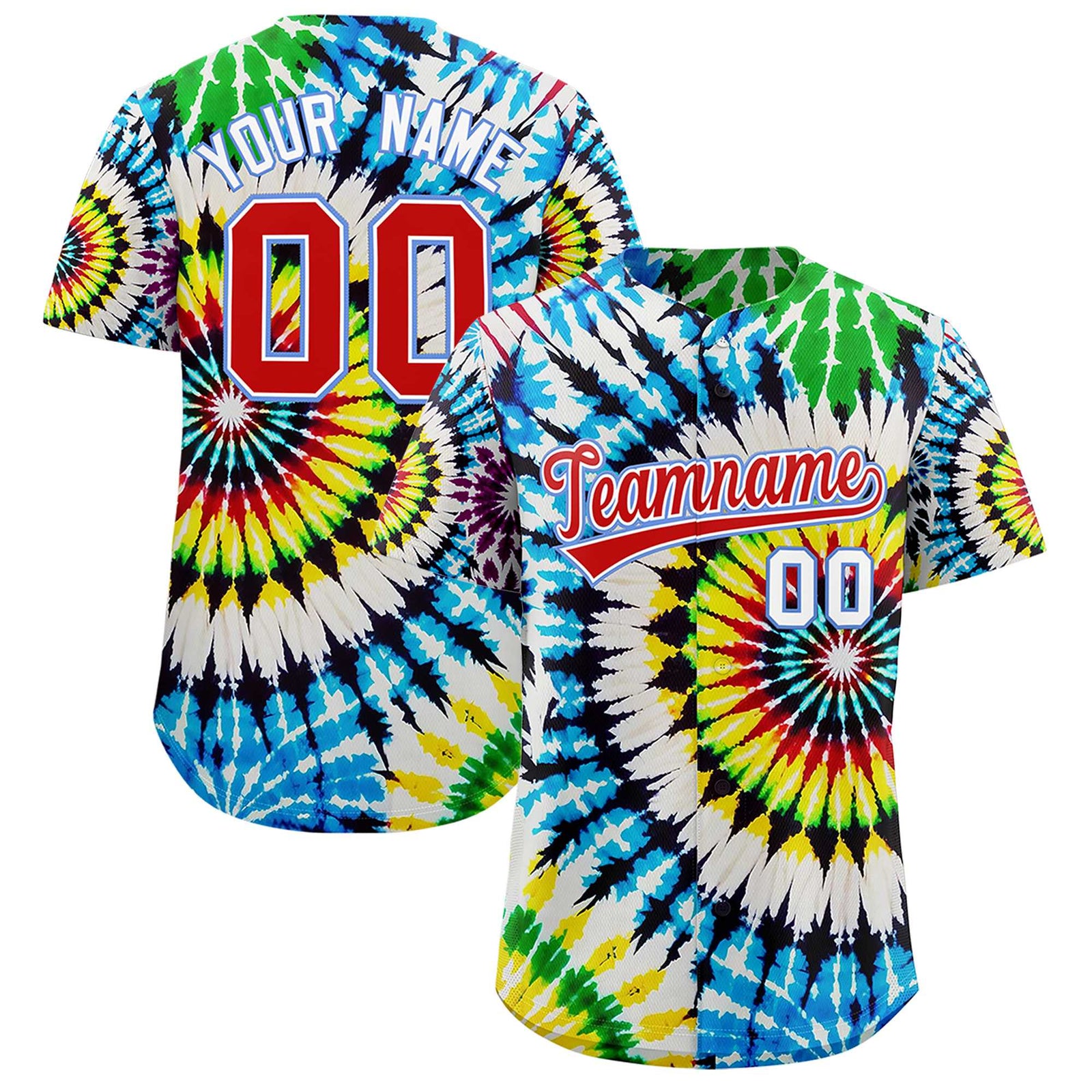 Custom Multi Color Tie-Dye Graffiti Pattern Authentic Baseball Jersey