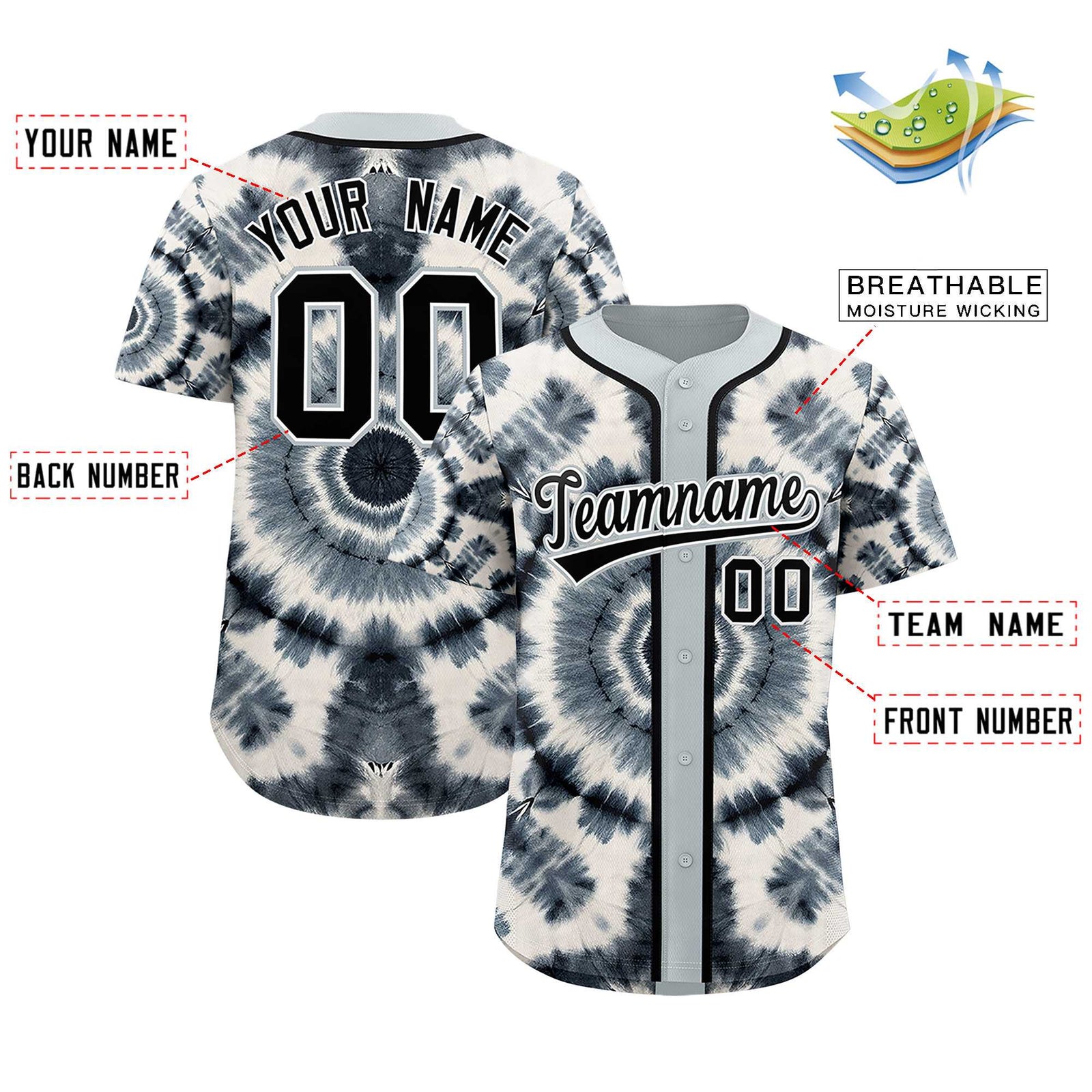 Custom Silver Tie-Dye Graffiti Pattern Authentic Baseball Jersey