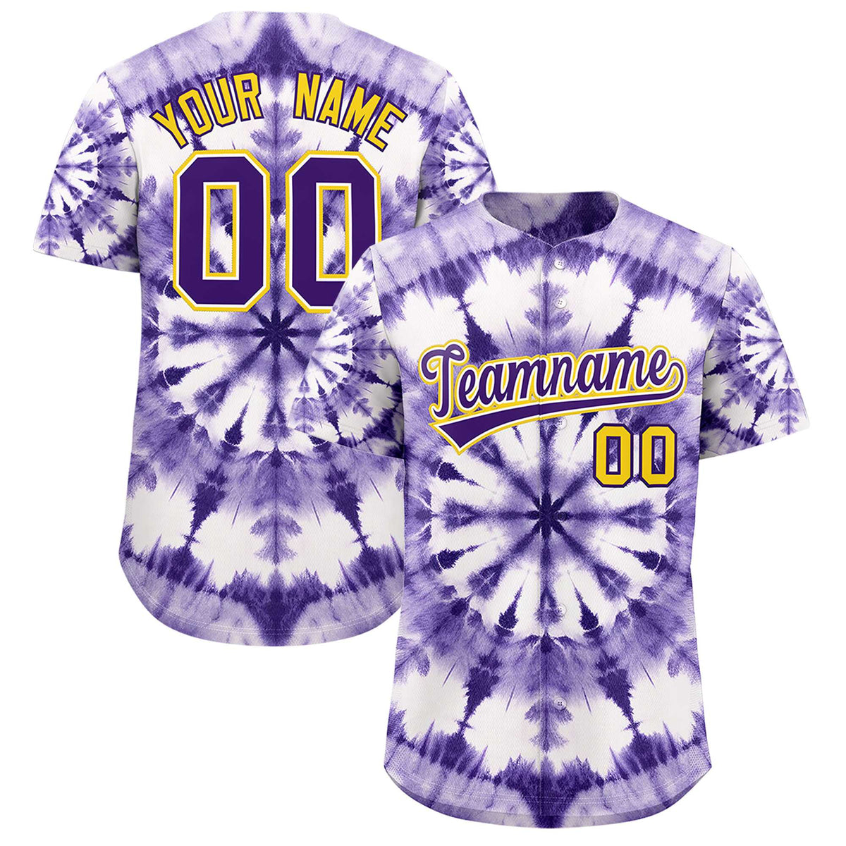 Custom Multi Color Tie-Dye Graffiti Pattern Authentic Baseball Jersey