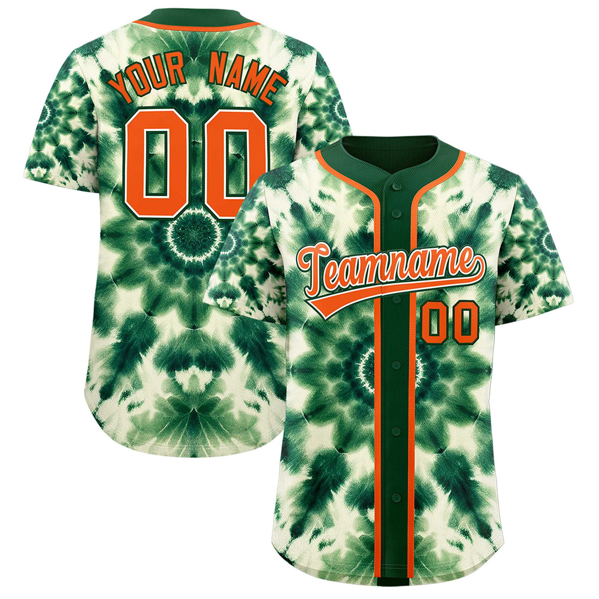 Custom Green Tie-Dye Graffiti Pattern Authentic Baseball Jersey