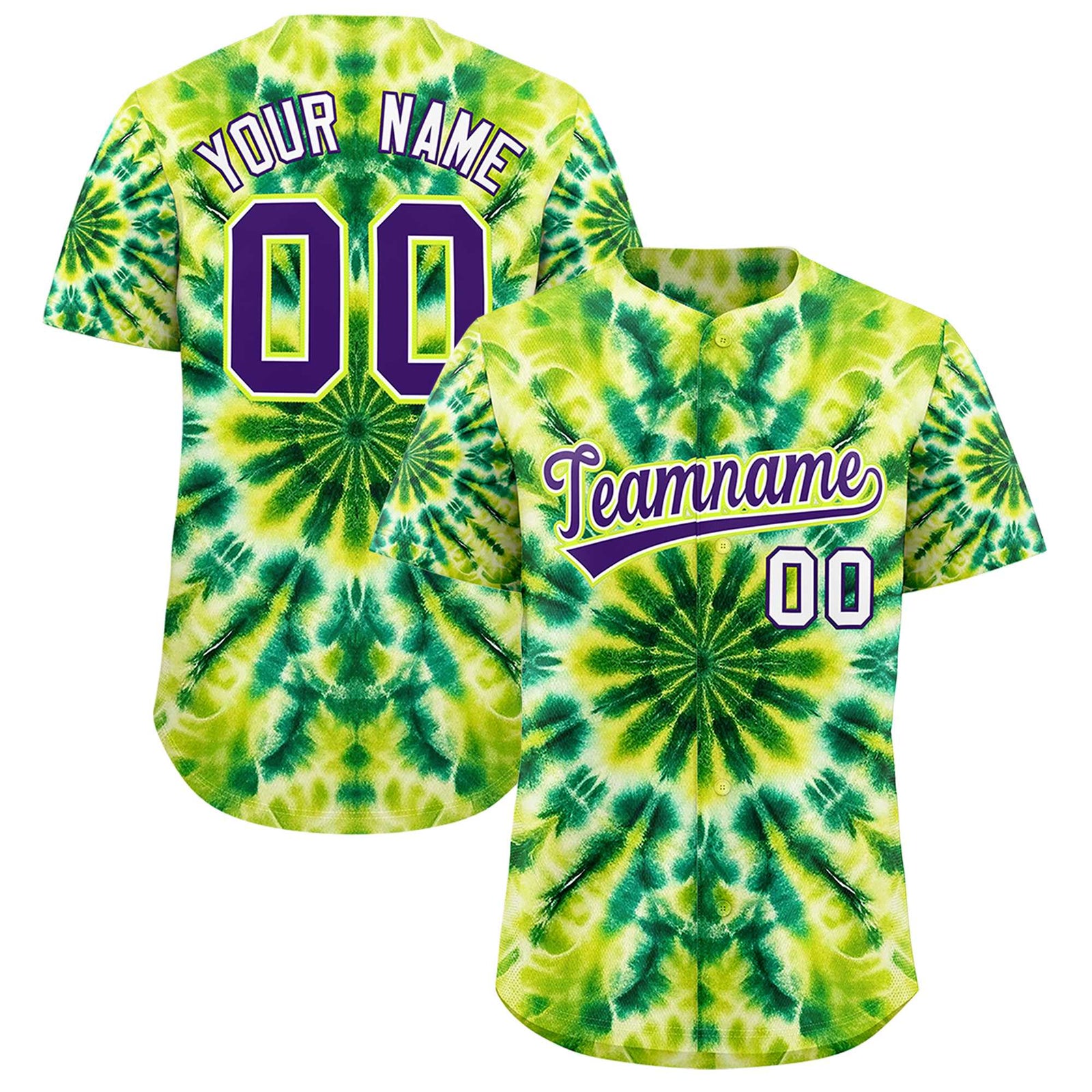 Custom Multi Color Tie-Dye Graffiti Pattern Authentic Baseball Jersey