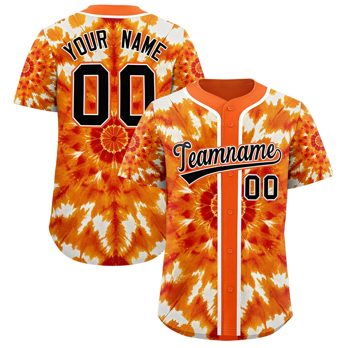 Custom Orange Tie-Dye Graffiti Pattern Authentic Baseball Jersey
