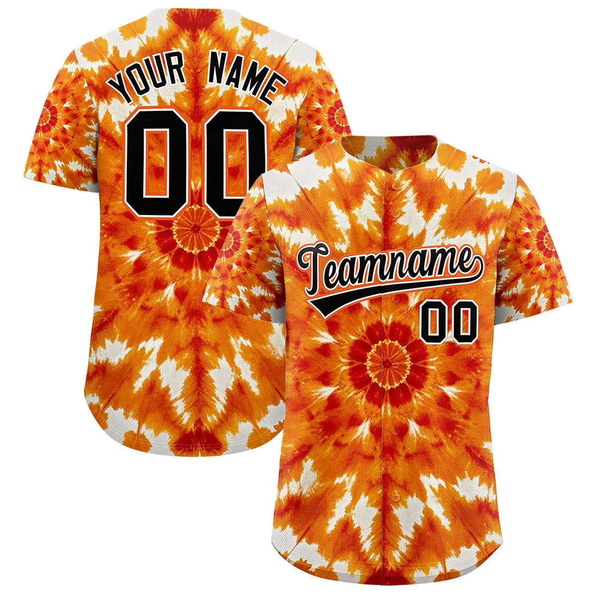 Custom Multi Color Tie-Dye Graffiti Pattern Authentic Baseball Jersey