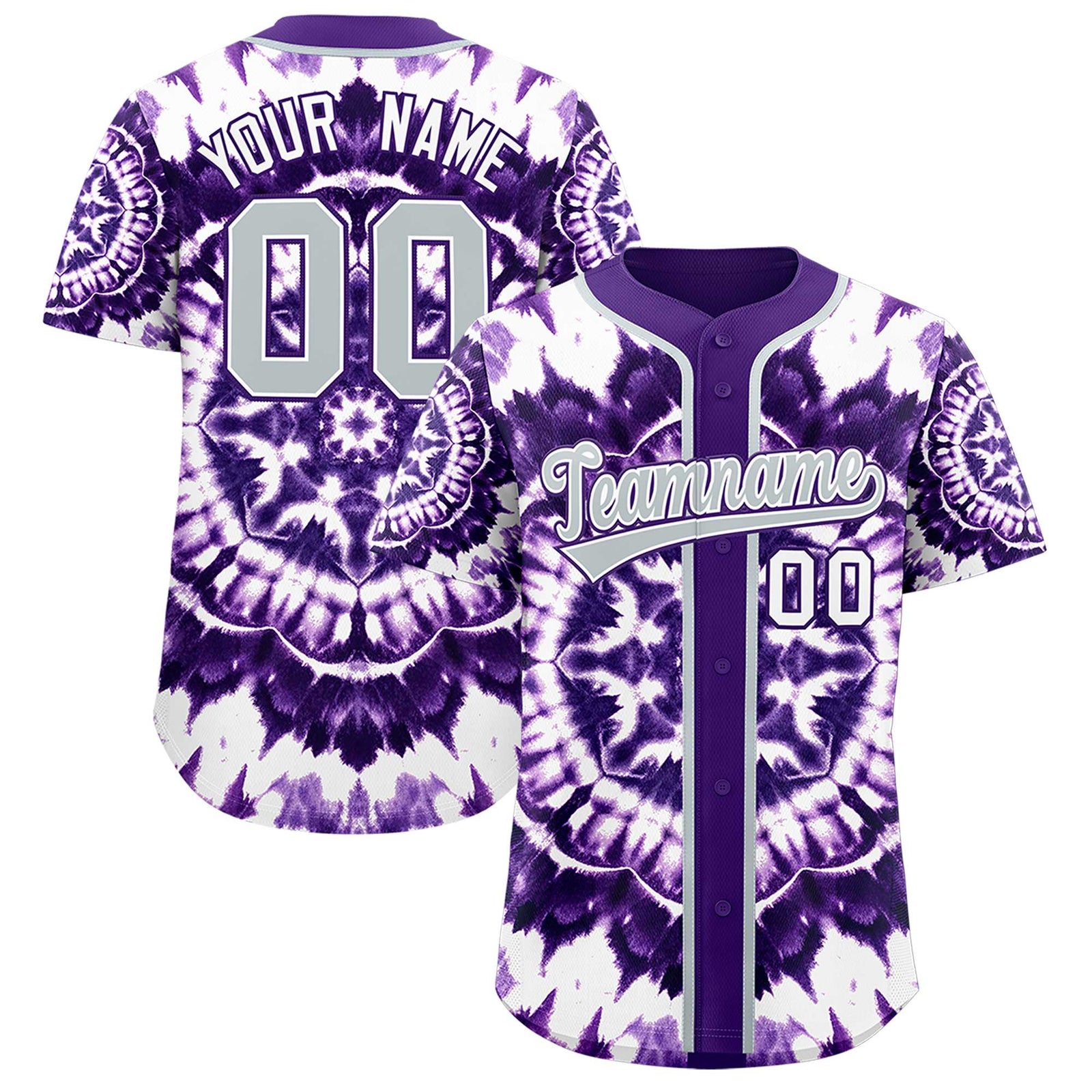 Custom Purple Tie-Dye Graffiti Pattern Authentic Baseball Jersey