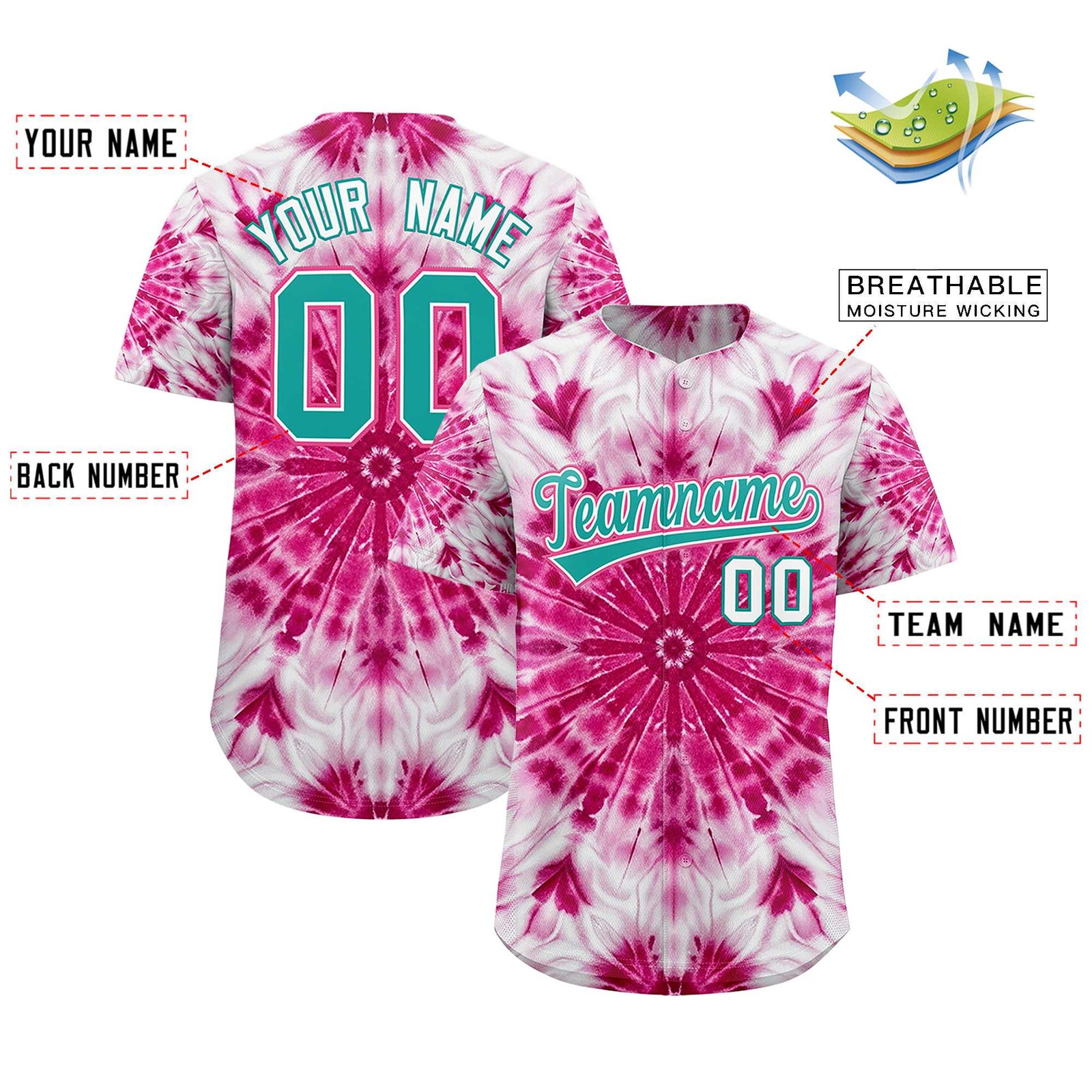 Custom Multi Color Tie-Dye Graffiti Pattern Authentic Baseball Jersey