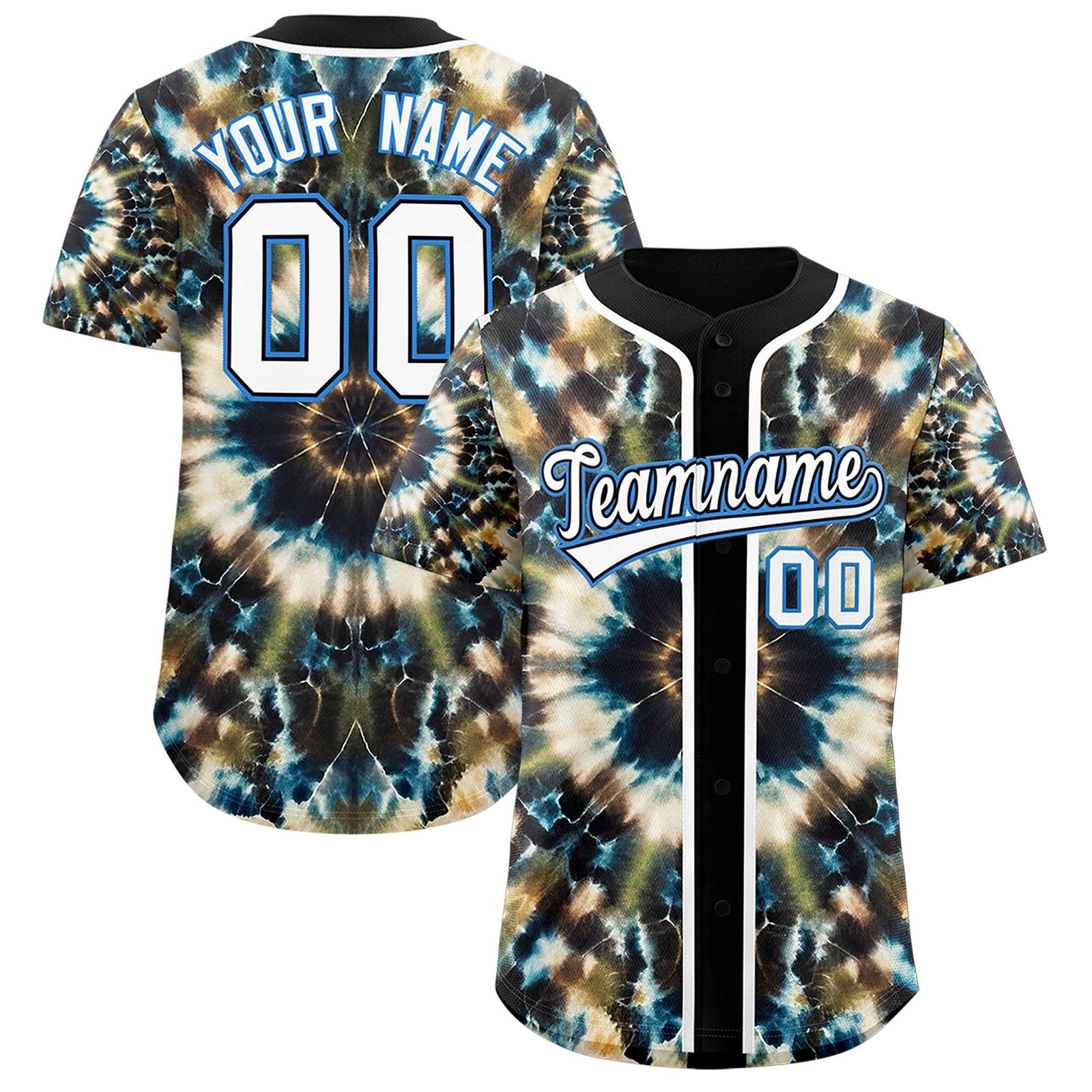 Custom Black Tie-Dye Graffiti Pattern Authentic Baseball Jersey
