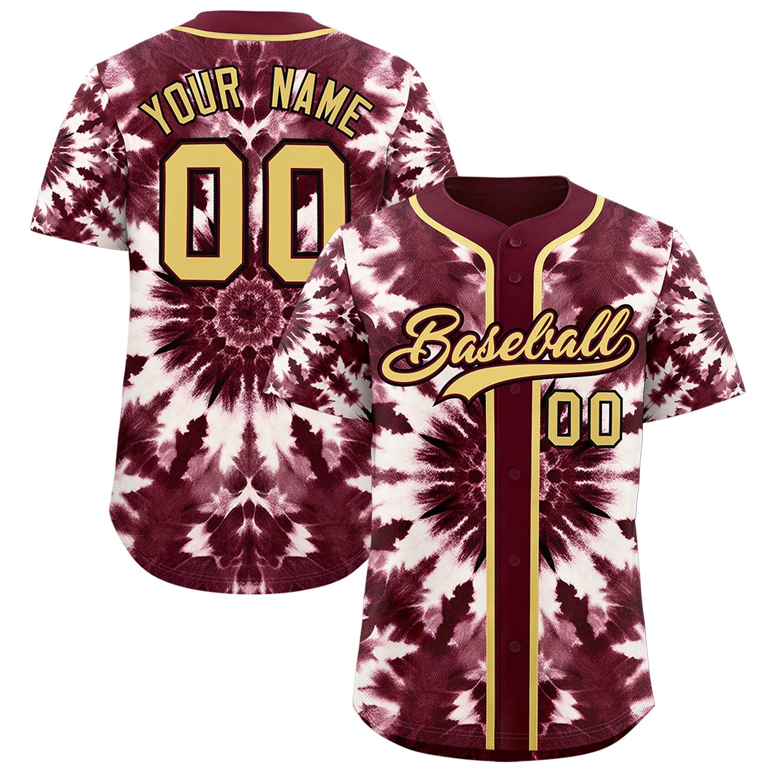 Custom Crimson Tie-Dye Graffiti Pattern Authentic Baseball Jersey
