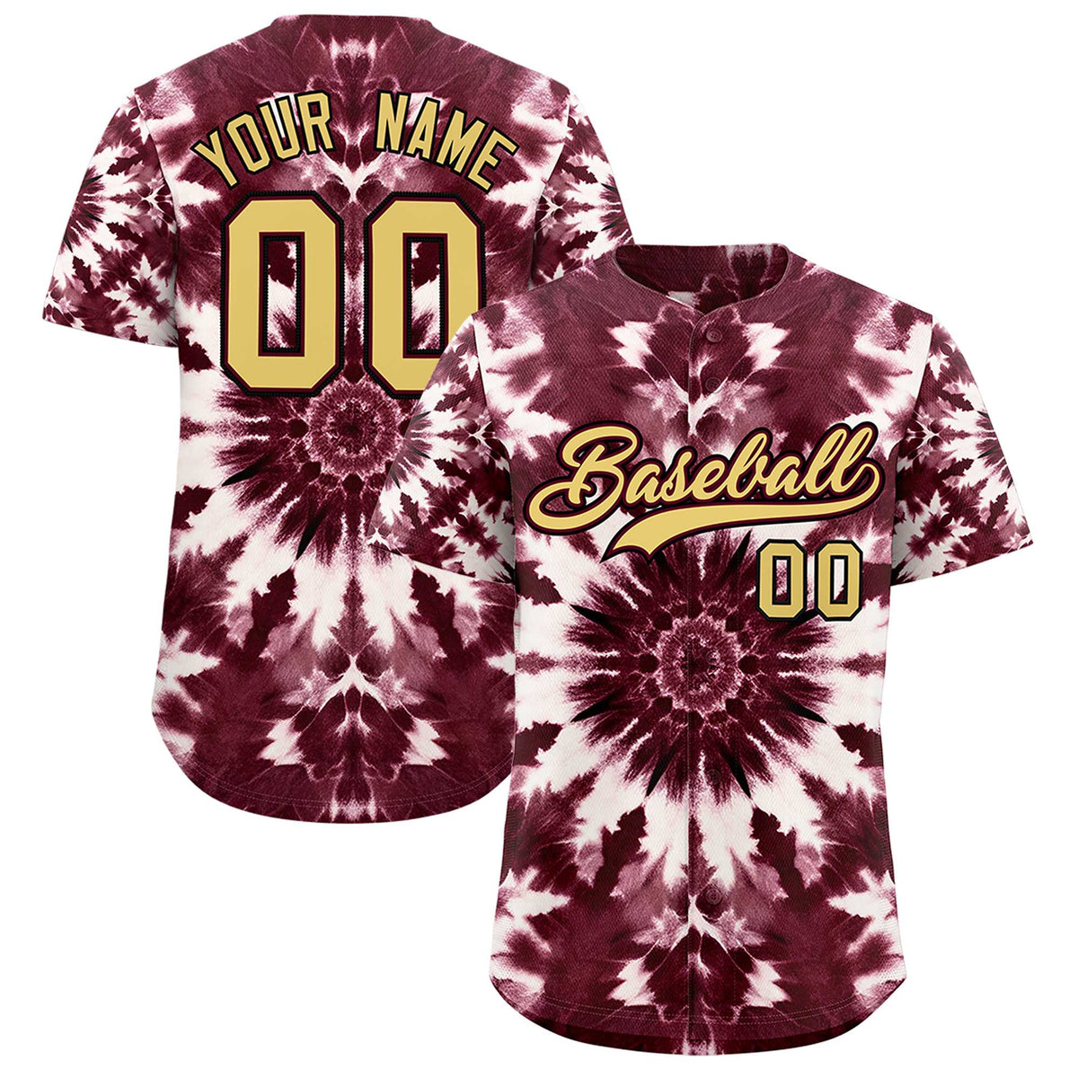 Custom Multi Color Tie-Dye Graffiti Pattern Authentic Baseball Jersey