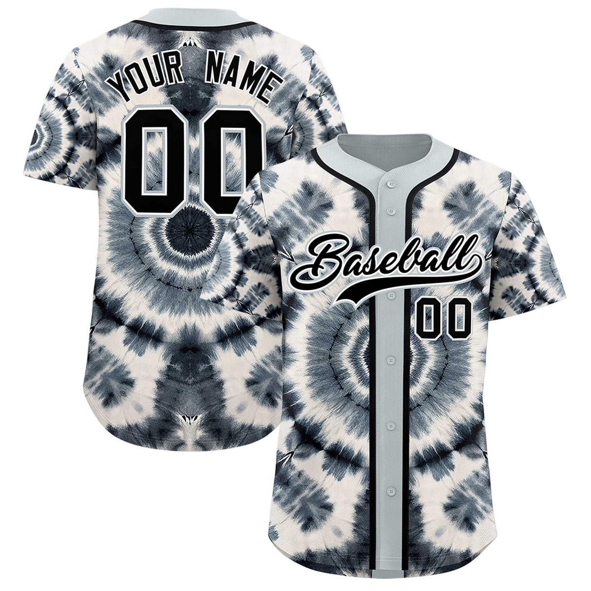 Custom Silver Tie-Dye Graffiti Pattern Authentic Baseball Jersey