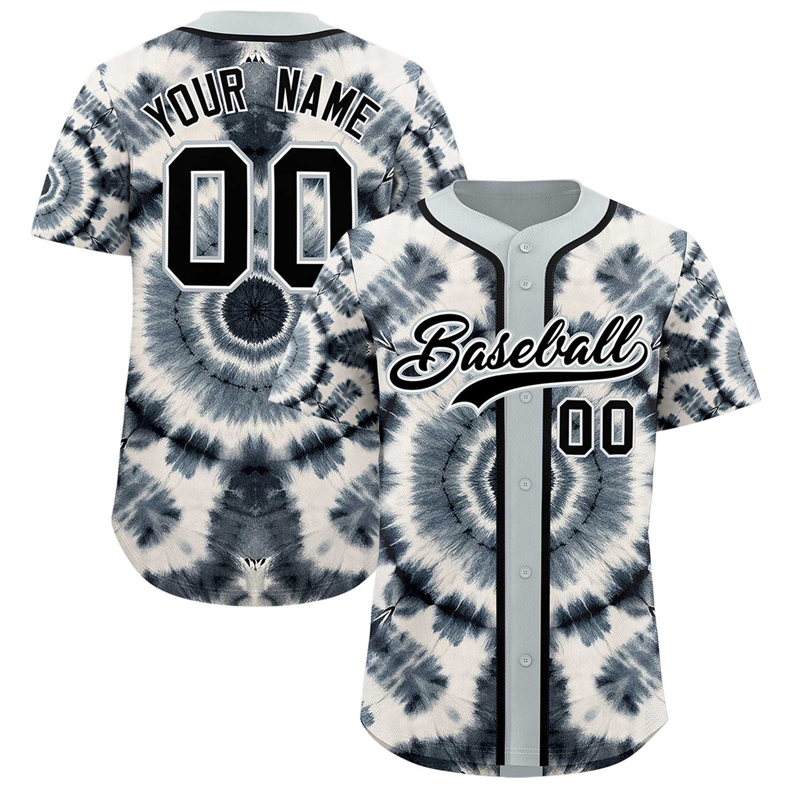 Custom Silver Tie-Dye Graffiti Pattern Authentic Baseball Jersey
