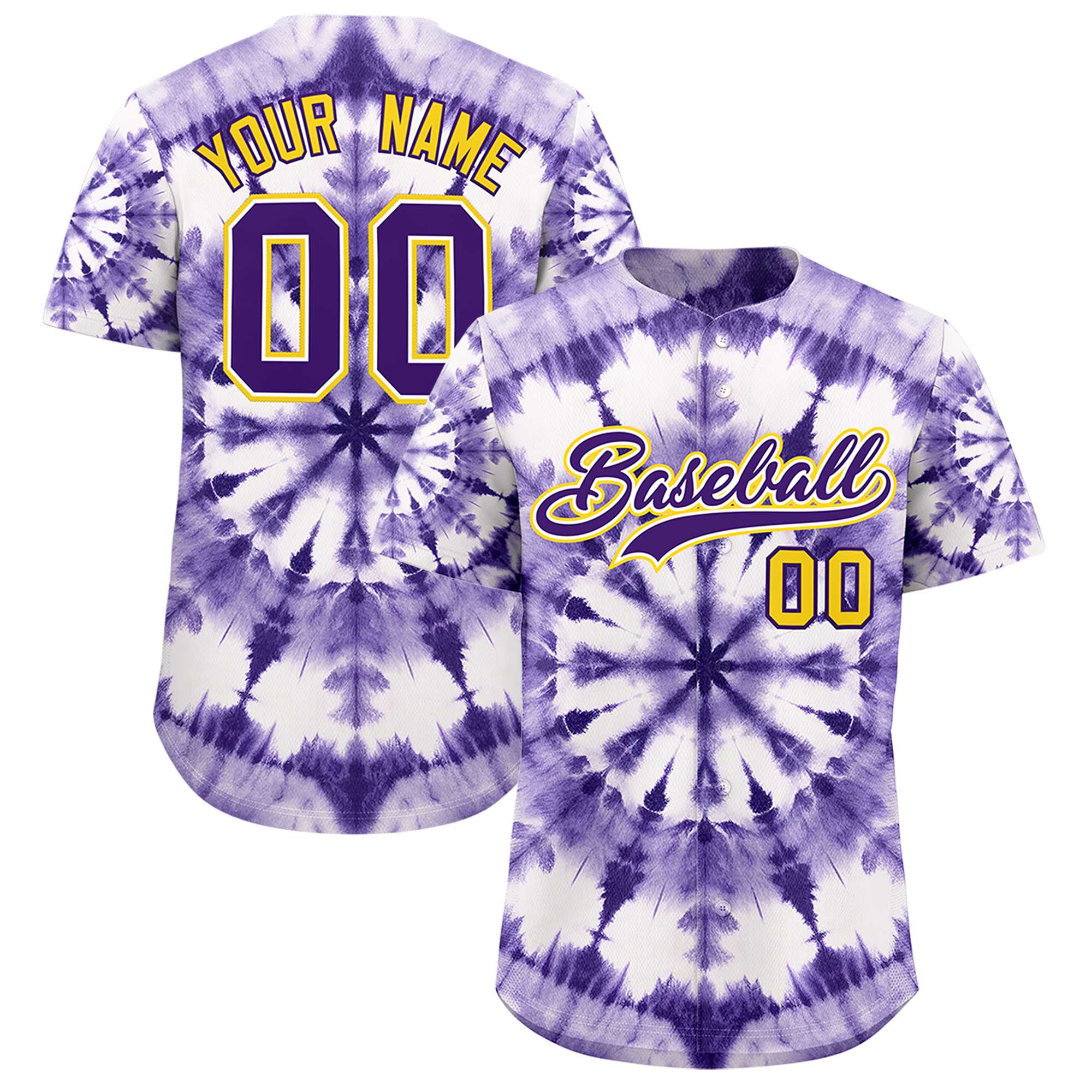 Custom Multi Color Tie-Dye Graffiti Pattern Authentic Baseball Jersey