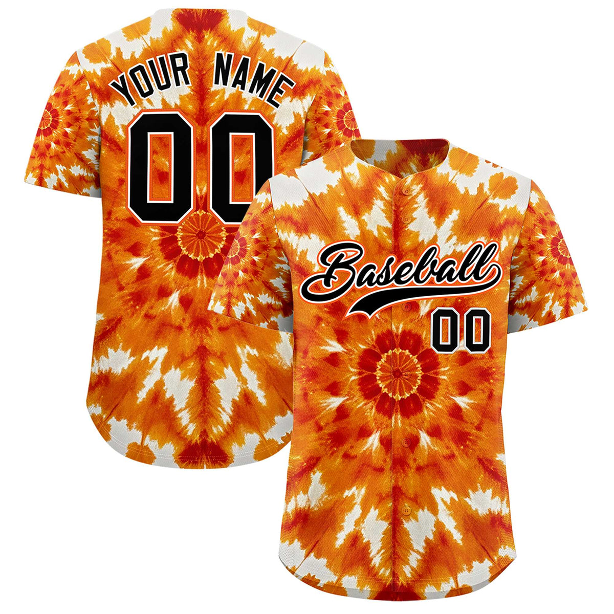 Custom Multi Color Tie-Dye Graffiti Pattern Authentic Baseball Jersey