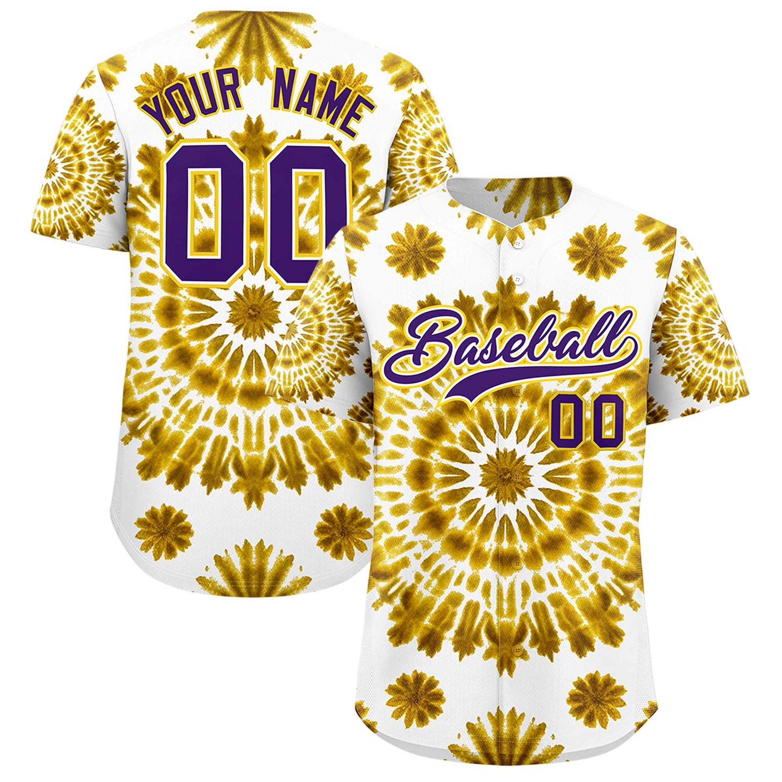 Custom Multi Color Tie-Dye Graffiti Pattern Authentic Baseball Jersey