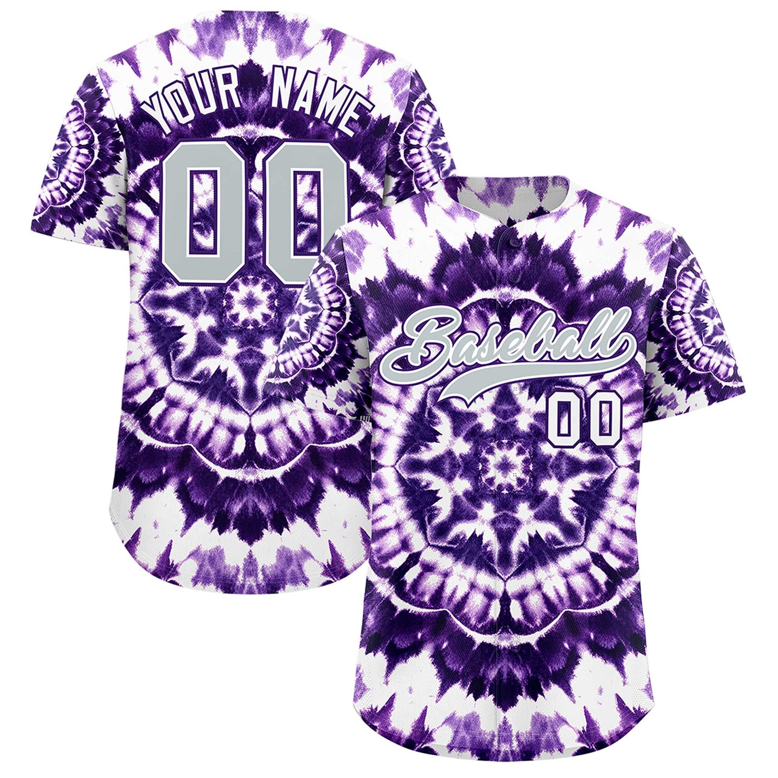 Custom Multi Color Tie-Dye Graffiti Pattern Authentic Baseball Jersey