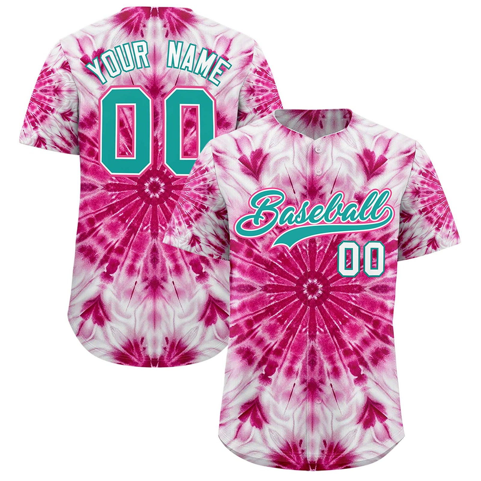 Custom Multi Color Tie-Dye Graffiti Pattern Authentic Baseball Jersey