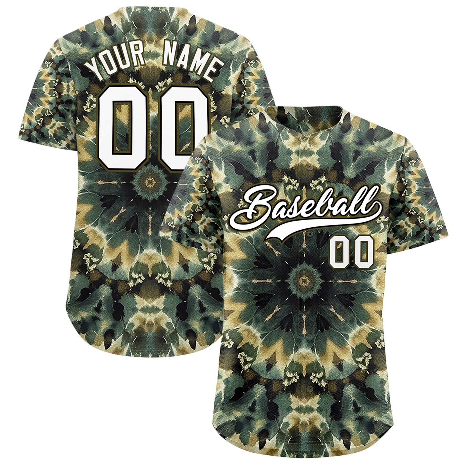 Custom Multi Color Tie-Dye Graffiti Pattern Authentic Baseball Jersey