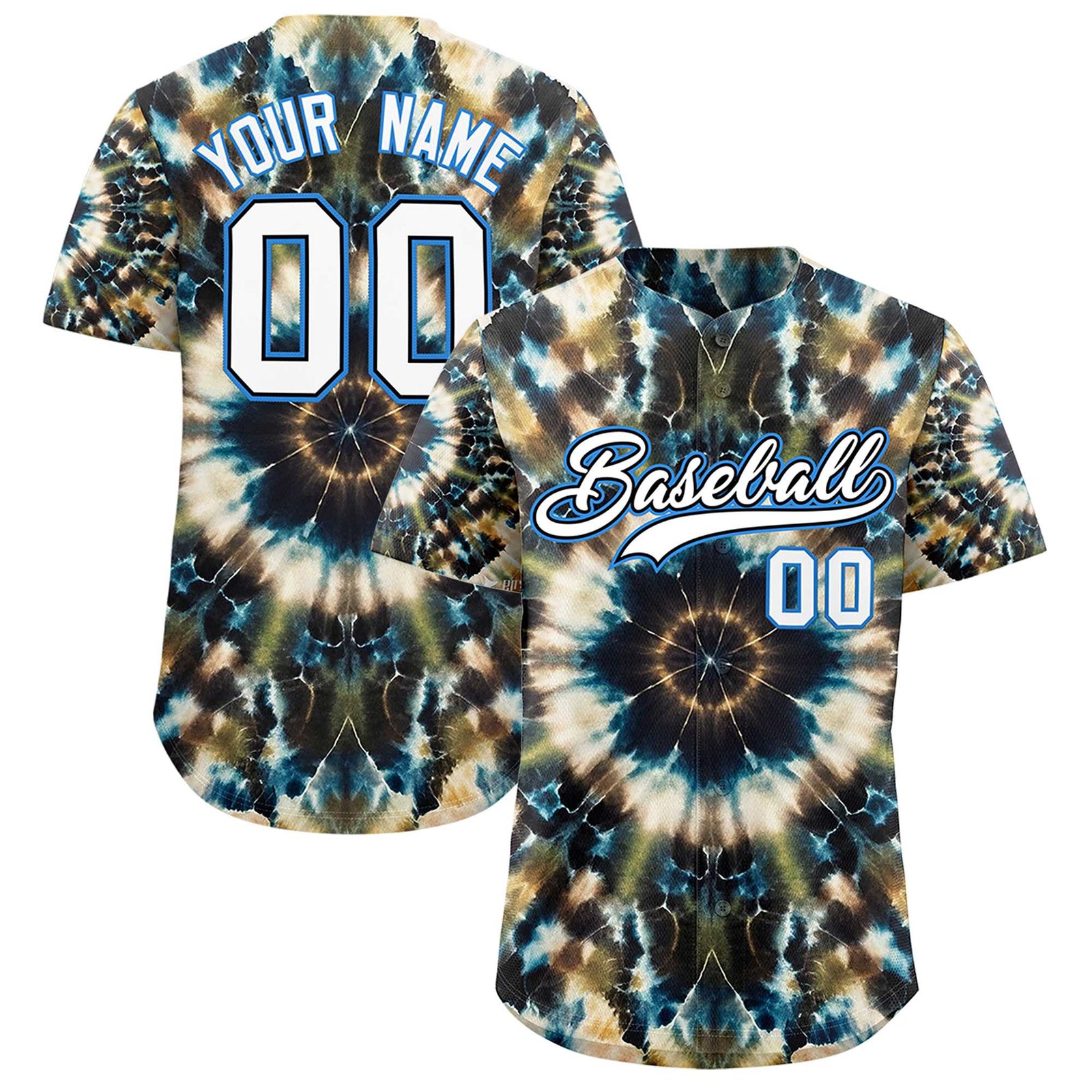 Custom Multi Color Tie-Dye Graffiti Pattern Authentic Baseball Jersey
