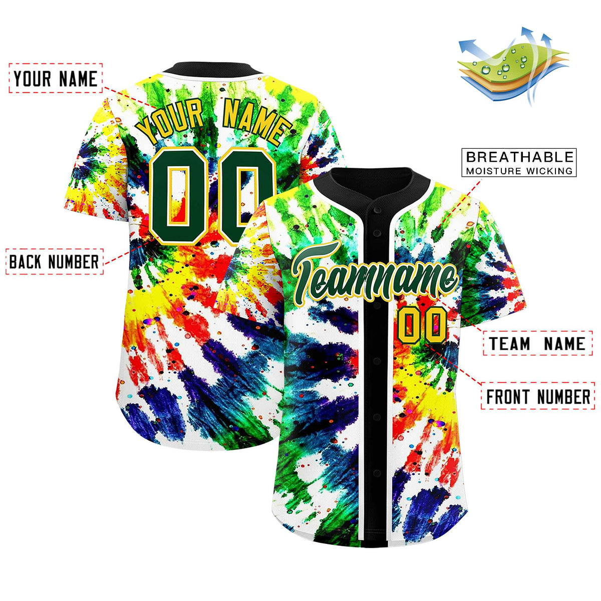 Custom Black Tie-Dye Graffiti Pattern Authentic Baseball Jersey