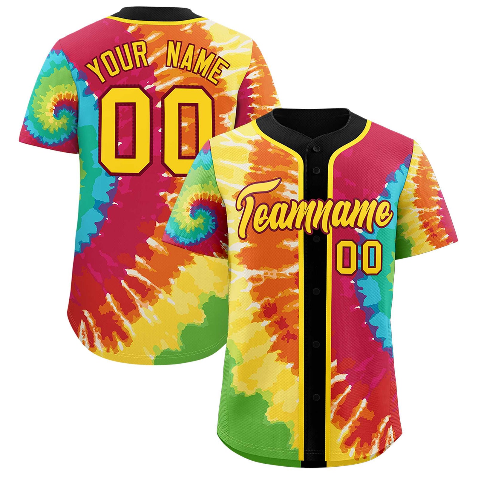 Custom Black Tie-Dye Graffiti Pattern Authentic Baseball Jersey