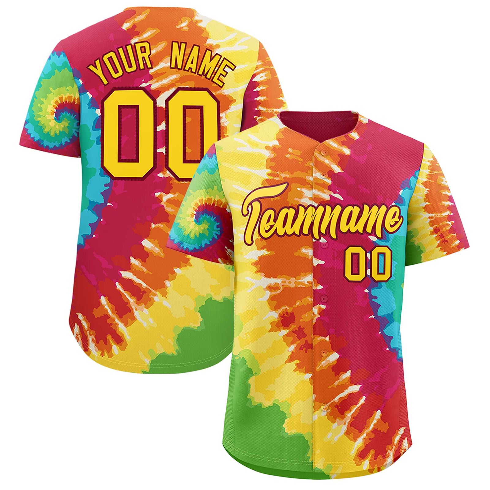 Custom Multi Color Tie-Dye Graffiti Pattern Authentic Baseball Jersey