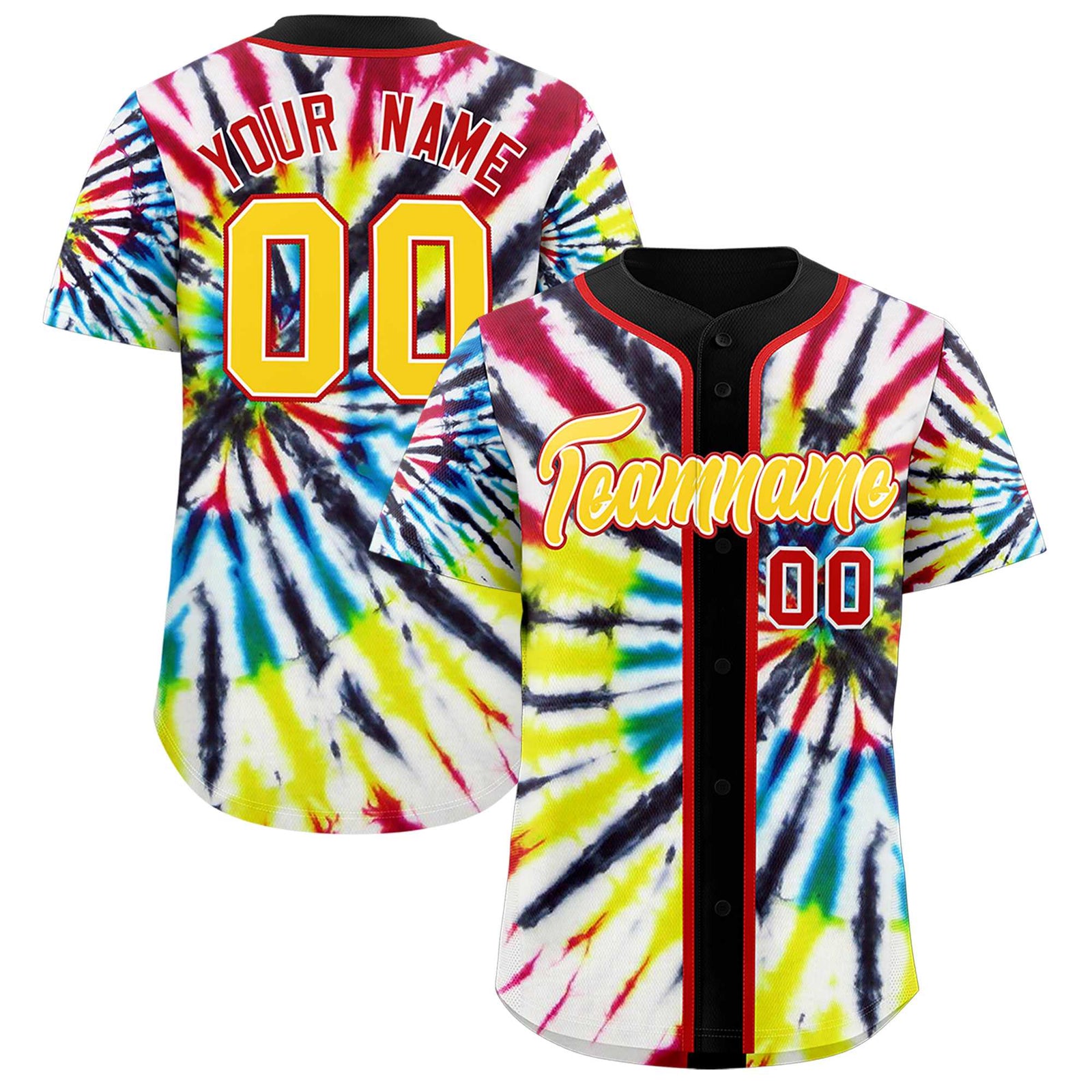 Custom Black Tie-Dye Graffiti Pattern Authentic Baseball Jersey