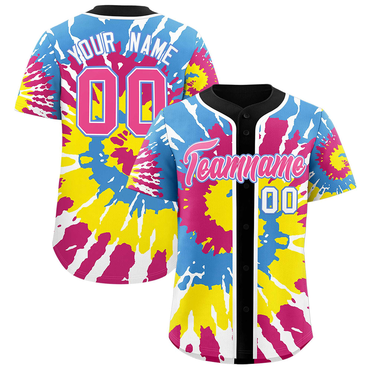 Custom Black Tie-Dye Graffiti Pattern Authentic Baseball Jersey