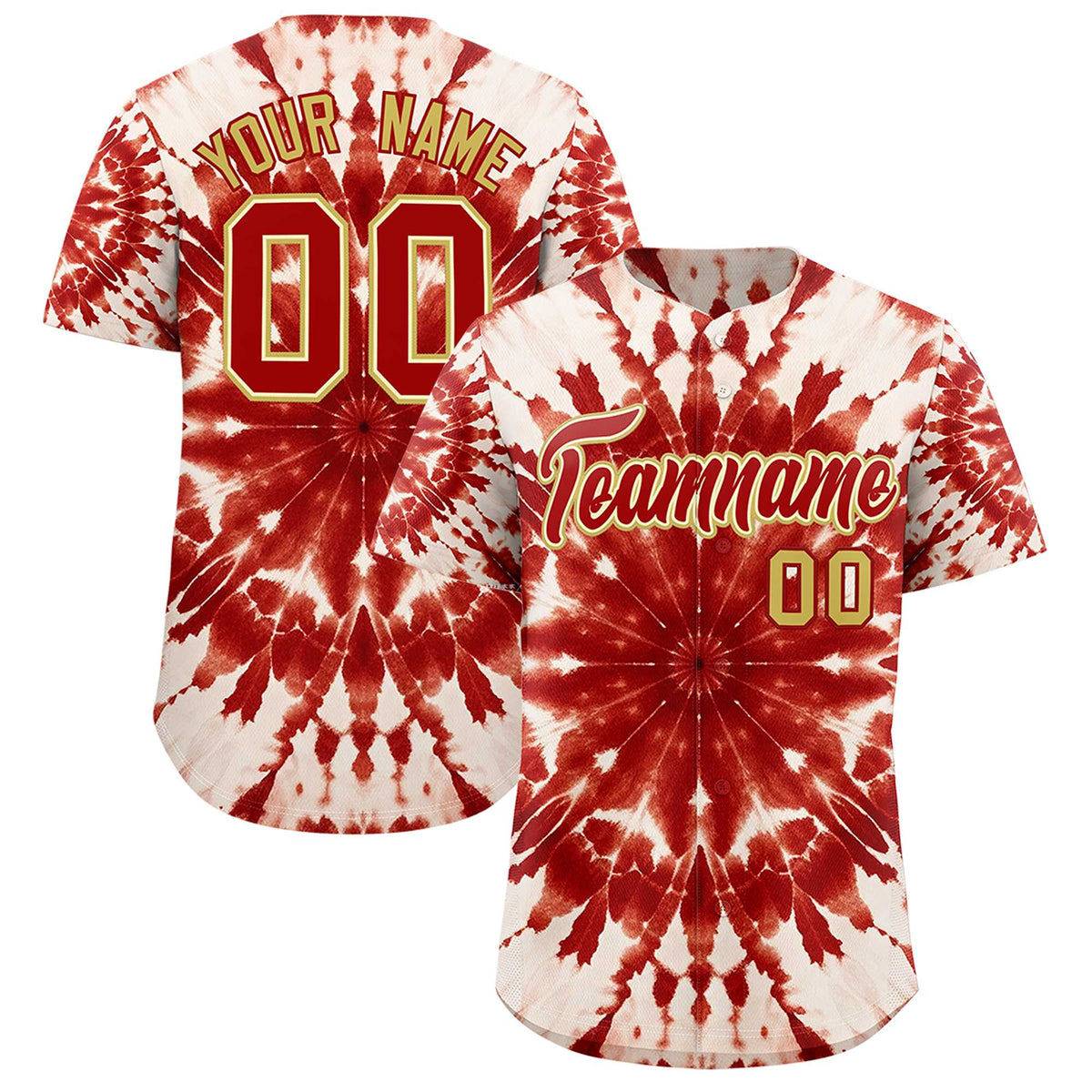 Custom Multi Color Tie-Dye Graffiti Pattern Authentic Baseball Jersey