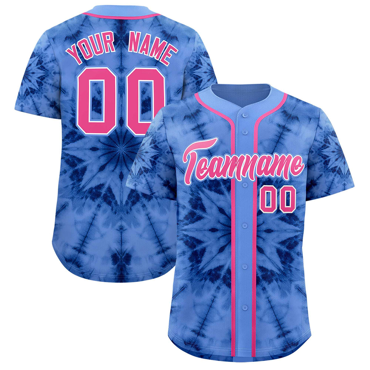Custom Light Blue Tie-Dye Graffiti Pattern Authentic Baseball Jersey