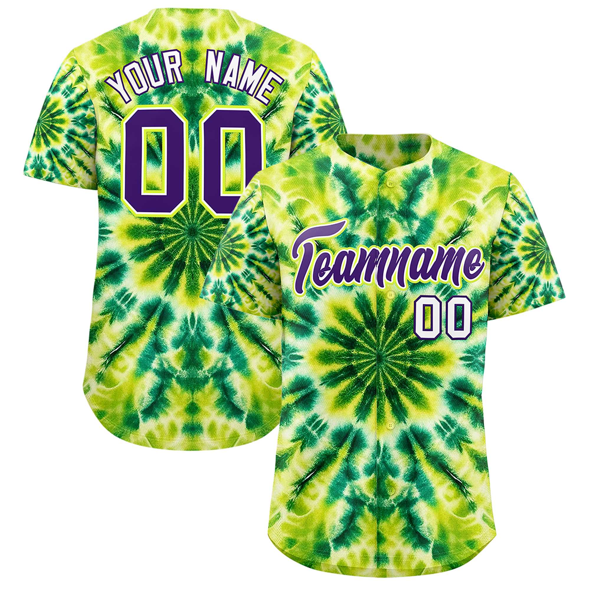 Custom Multi Color Tie-Dye Graffiti Pattern Authentic Baseball Jersey