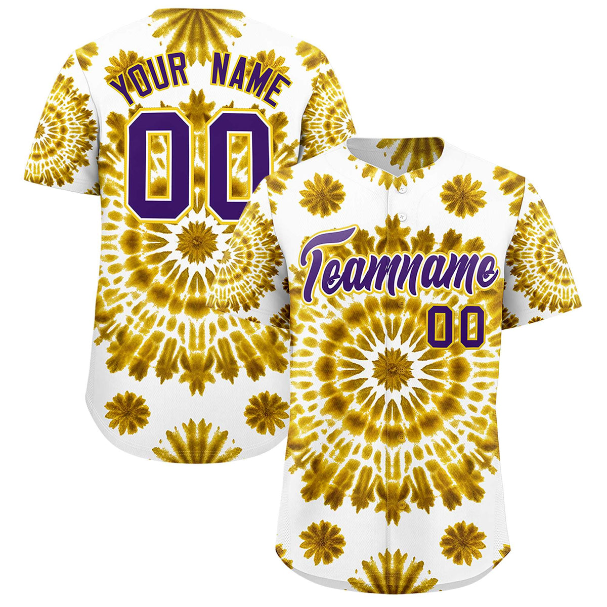 Custom Multi Color Tie-Dye Graffiti Pattern Authentic Baseball Jersey