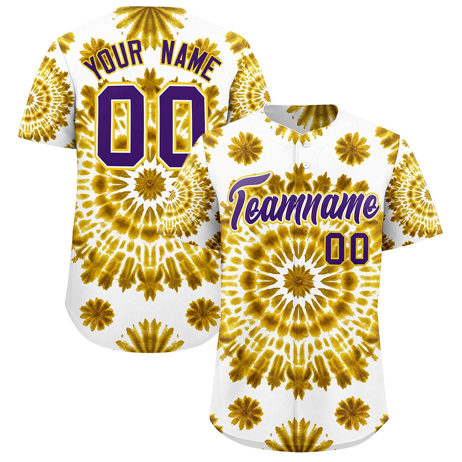 Custom Multi Color Tie-Dye Graffiti Pattern Authentic Baseball Jersey