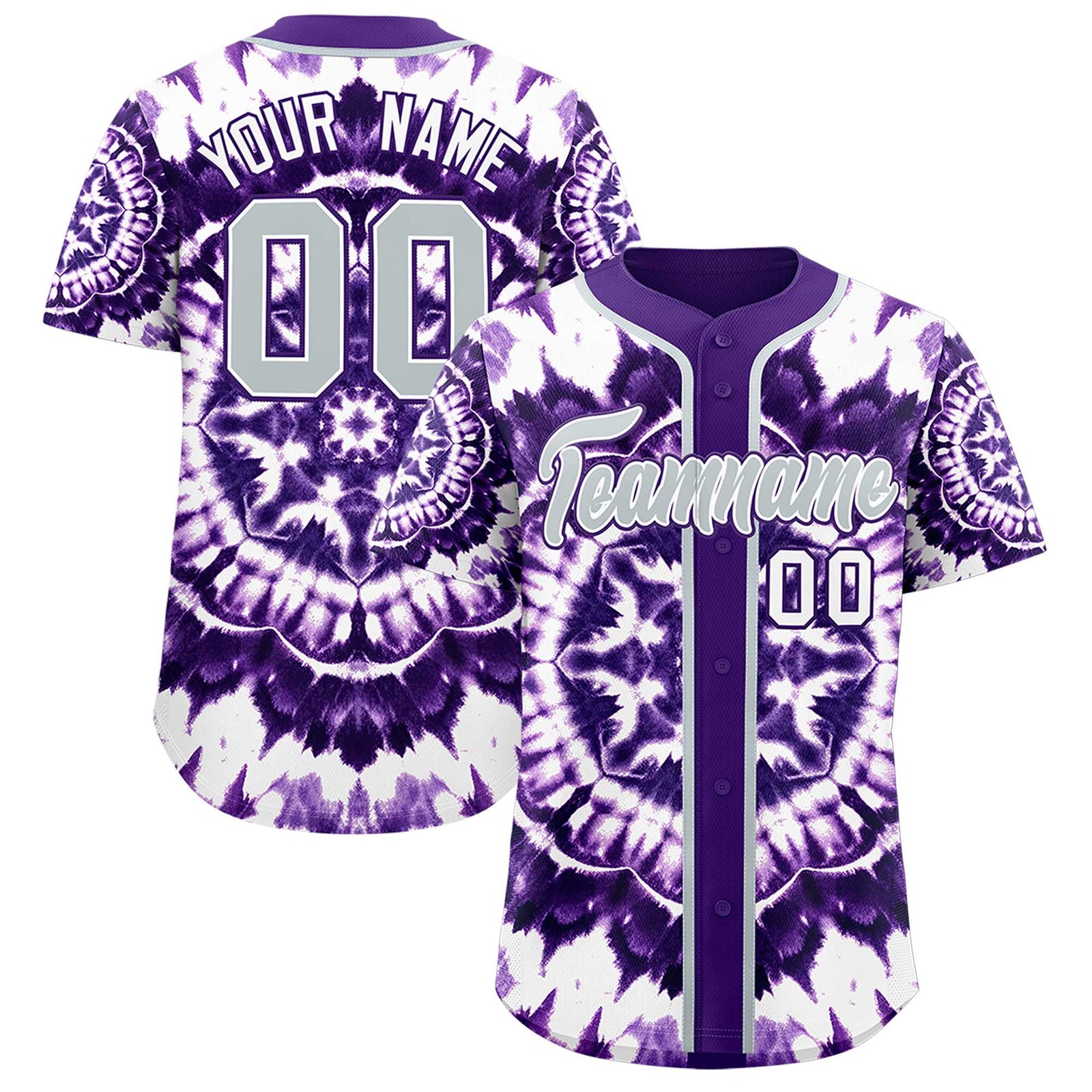 Custom Purple Tie-Dye Graffiti Pattern Authentic Baseball Jersey