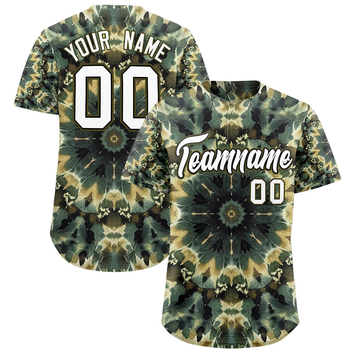 Custom Multi Color Tie-Dye Graffiti Pattern Authentic Baseball Jersey
