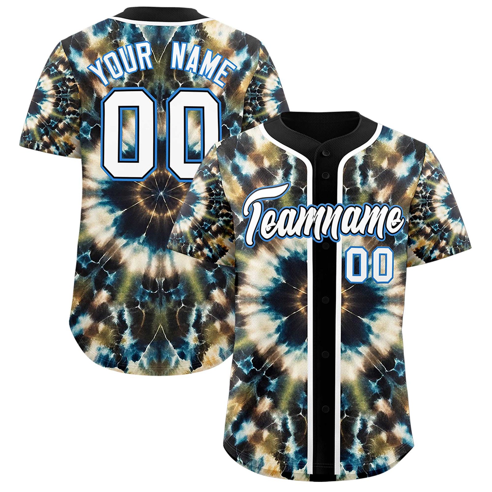 Custom Black Tie-Dye Graffiti Pattern Authentic Baseball Jersey