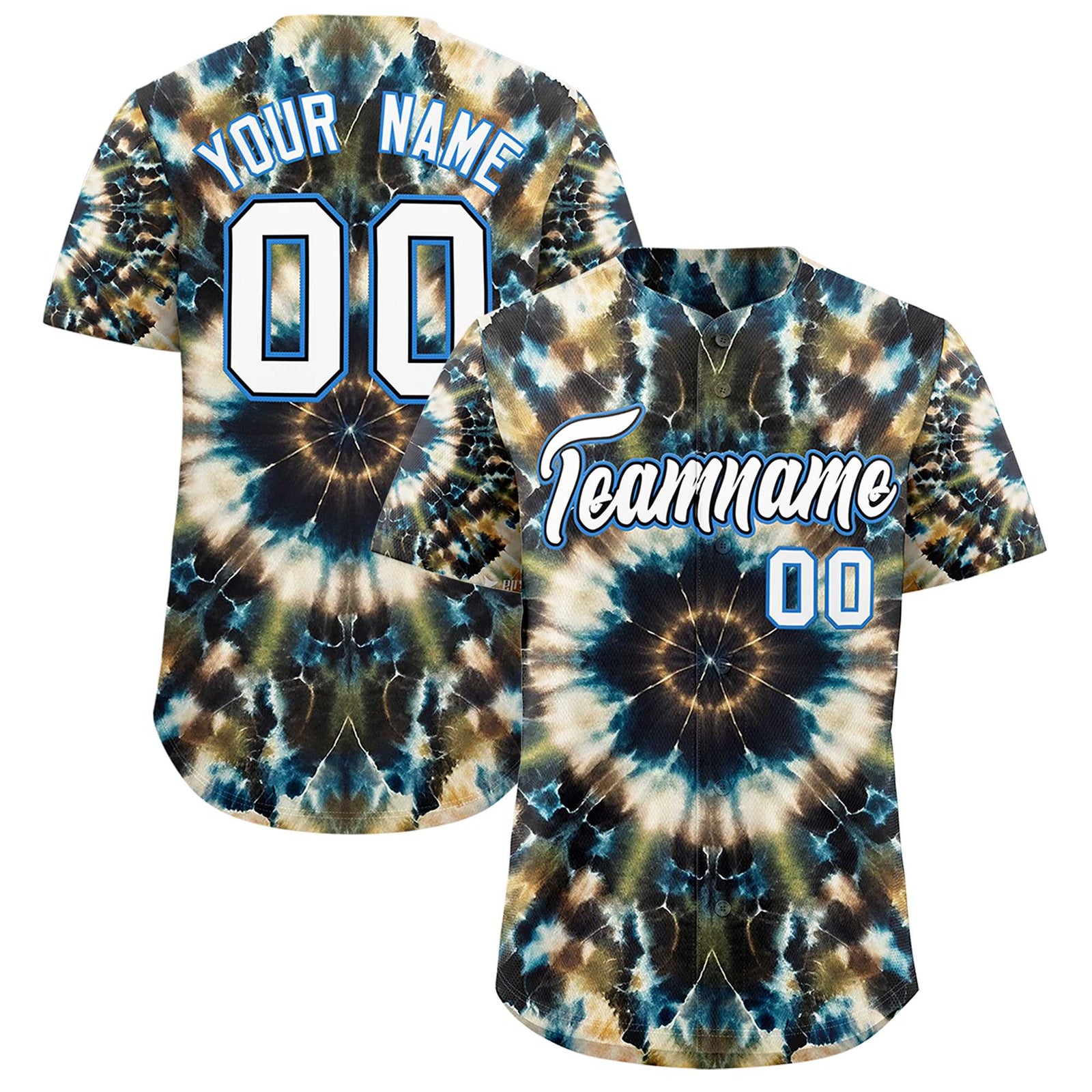 Custom Multi Color Tie-Dye Graffiti Pattern Authentic Baseball Jersey