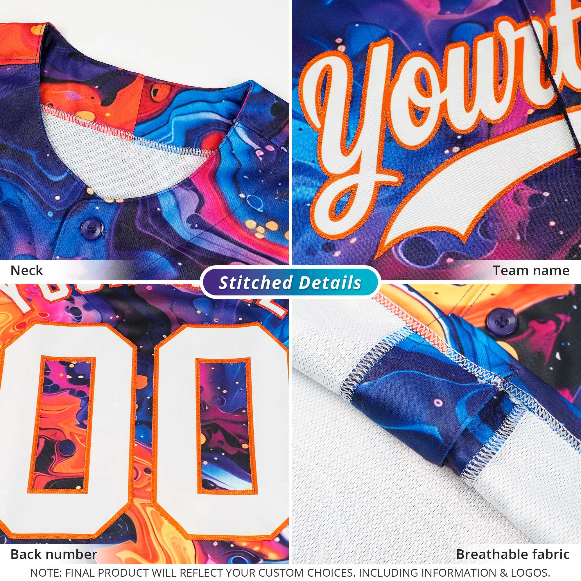 Custom Cream Tie-Dye Graffiti Pattern Authentic Baseball Jersey