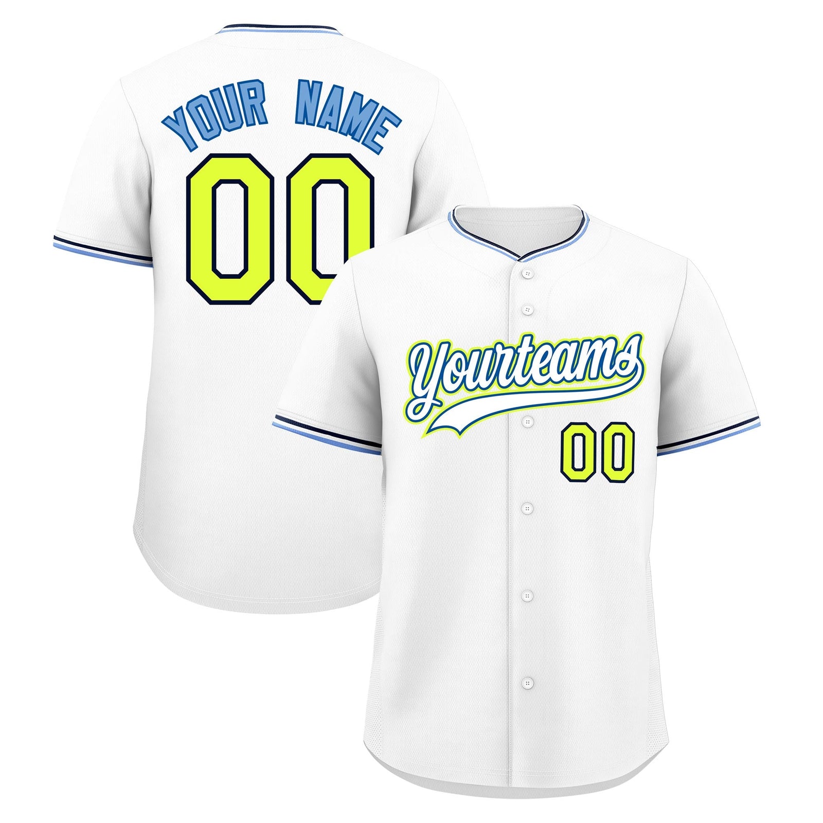 Custom White Navy Fluorescent Green Classic Style Stitched Sports Uniform For Men Women Youth Personalized Lightweight Baseball Jersey| KXKSHOP