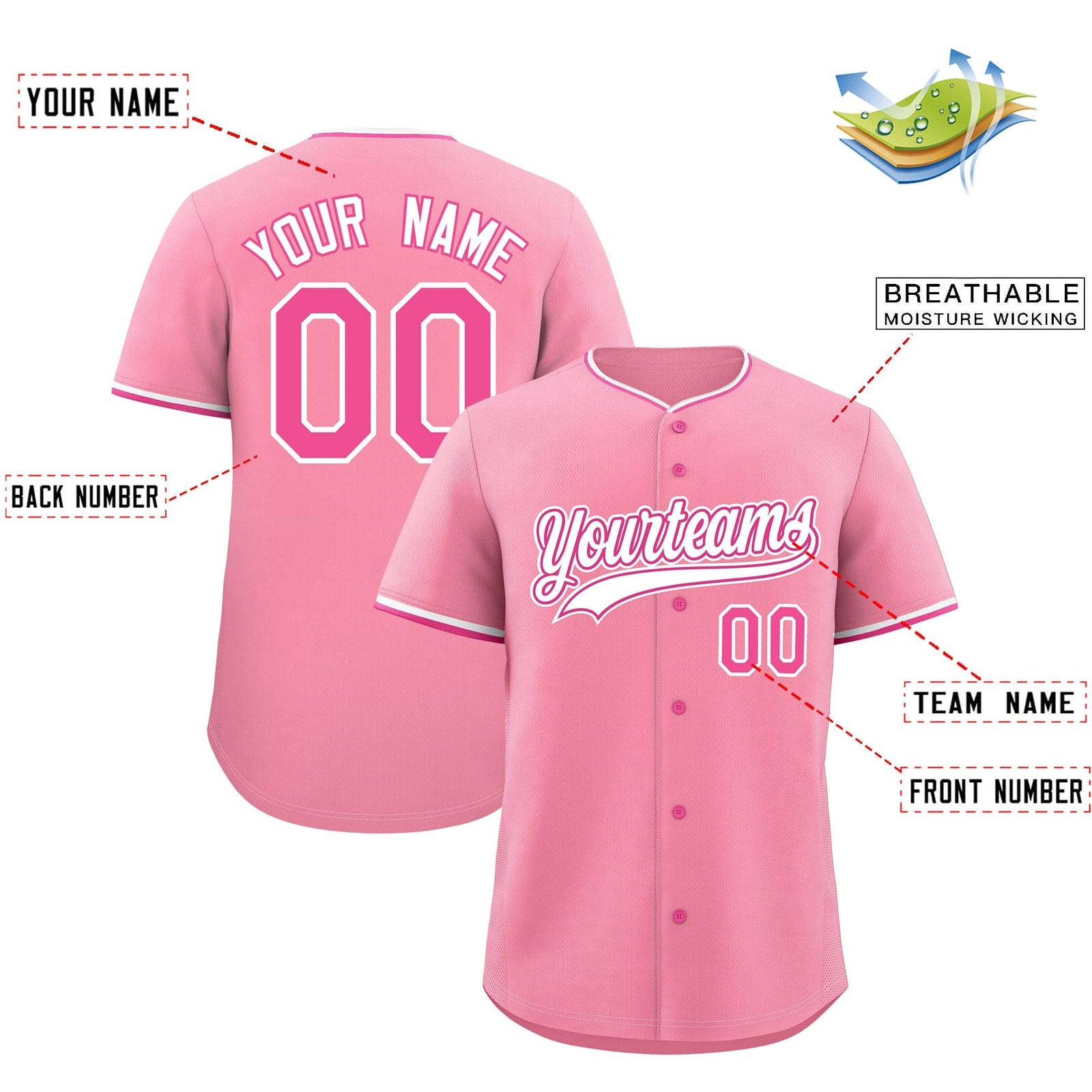 Custom Light Pink White Rose Red Classic Style Stitched Sports Uniform For Men Women Youth Personalized Lightweight Baseball Jersey| KXKSHOP