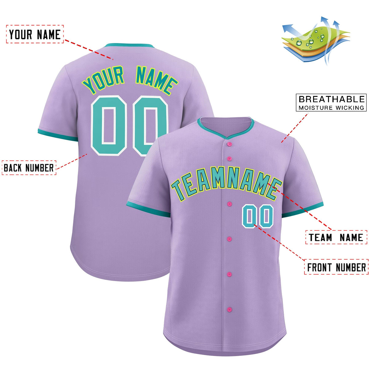 Custom Light Purple Fluorescent Green Midnight Blue Classic Style Stitched Sports Uniform For Men Women Youth Personalized Lightweight Baseball Jersey| KXKSHOP