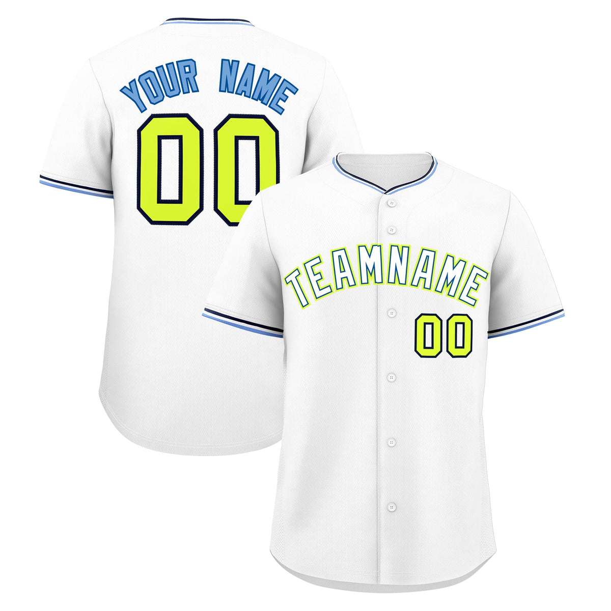 Custom White Navy Fluorescent Green Classic Style Stitched Sports Uniform For Men Women Youth Personalized Lightweight Baseball Jersey| KXKSHOP