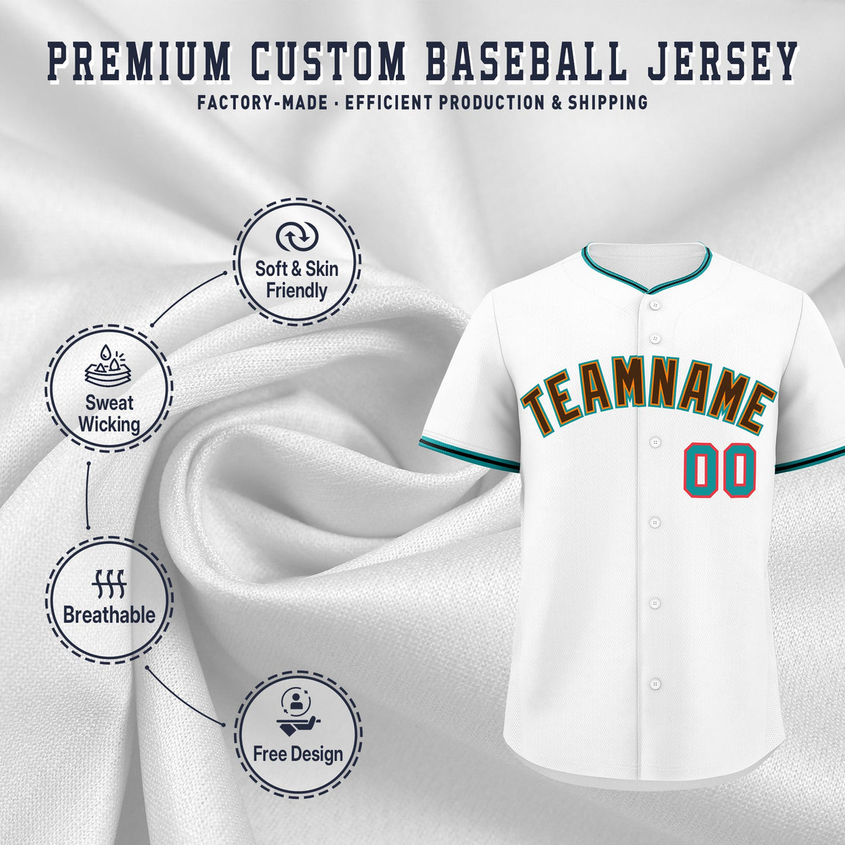 Custom White Black Teal Classic Style Stitched Sports Uniform For Men Women Youth Personalized Quick Dry Baseball Jersey| KXKSHOP