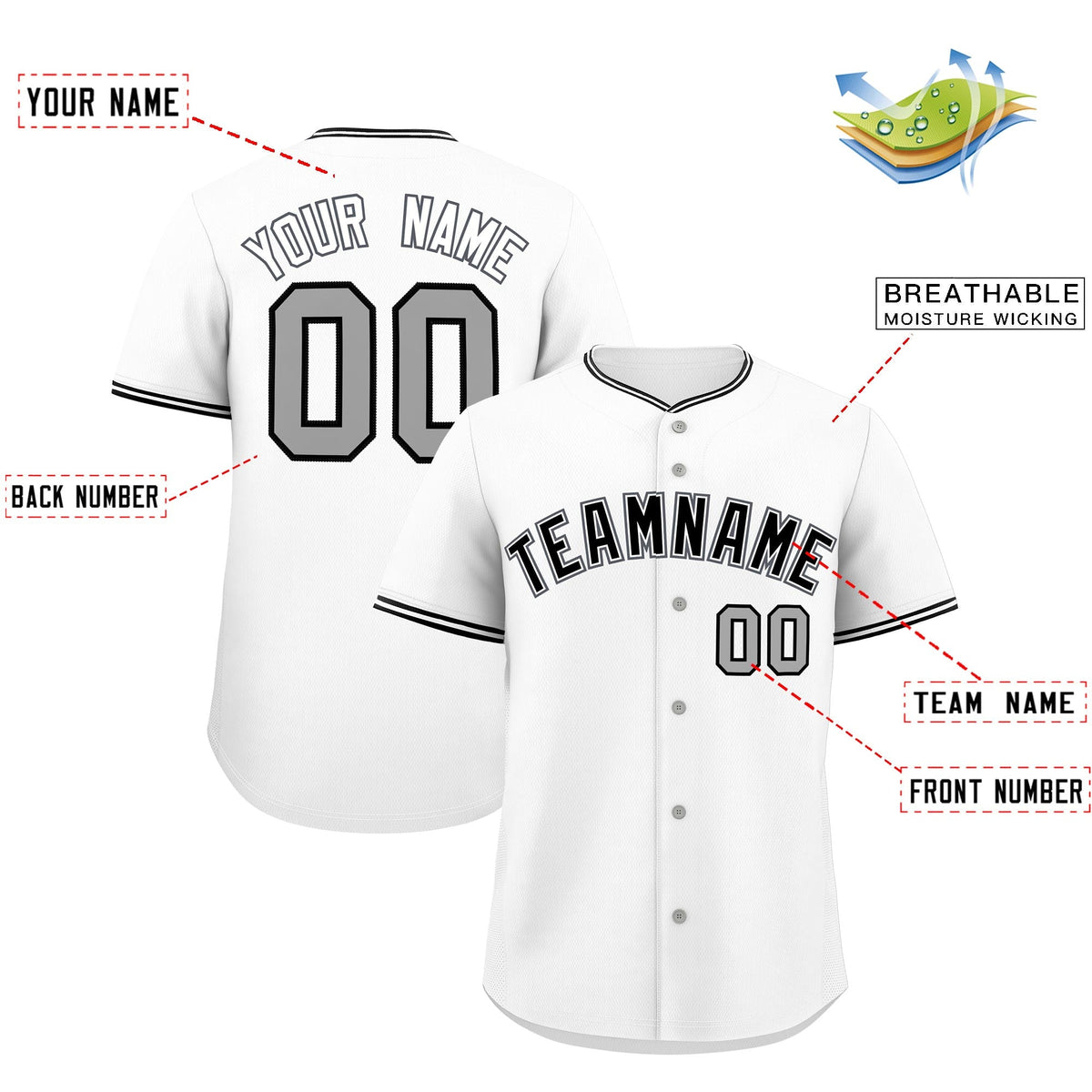 Custom White Black Gray Classic Style Stitched Sports Uniform For Men Women Youth Personalized Lightweight Baseball Jersey| KXKSHOP